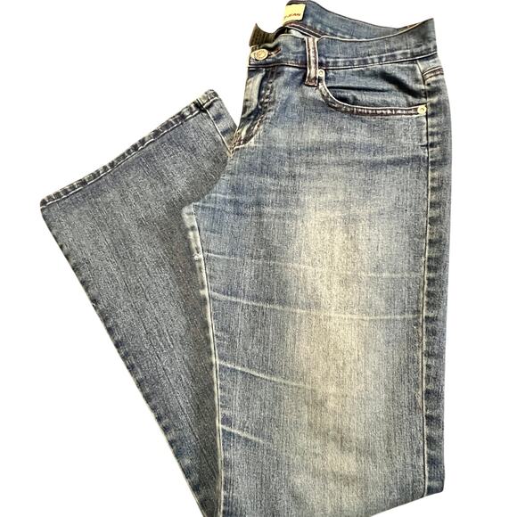 Women's Roxy jeans low rise boot cut Y2K med wash  casual bohemian flare bottom - Picture 2 of 9